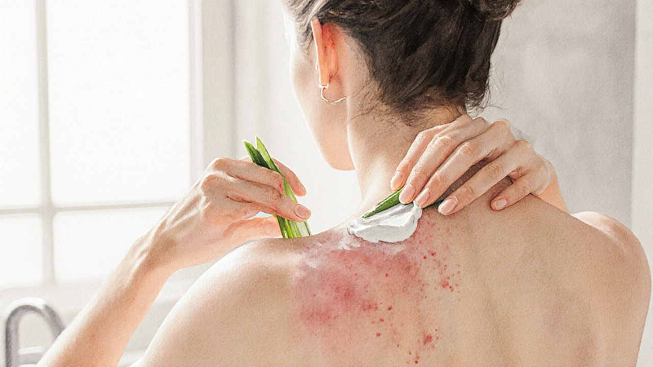 Použití aloe veru po odstranění chlupů s klidným, osobním náladou.