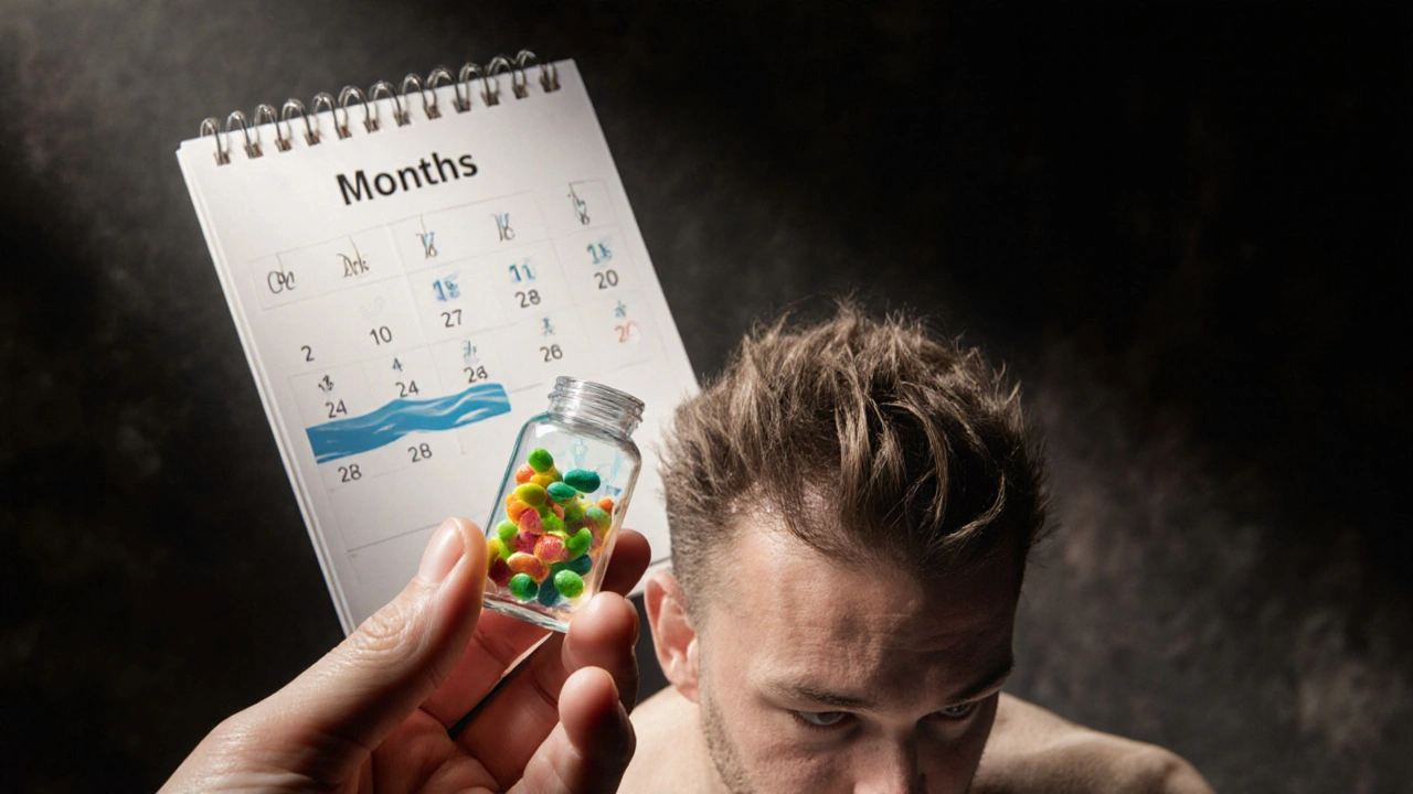 Tableta multivitamínu s vlivem na růst vlasů v průběhu tří měsíců.