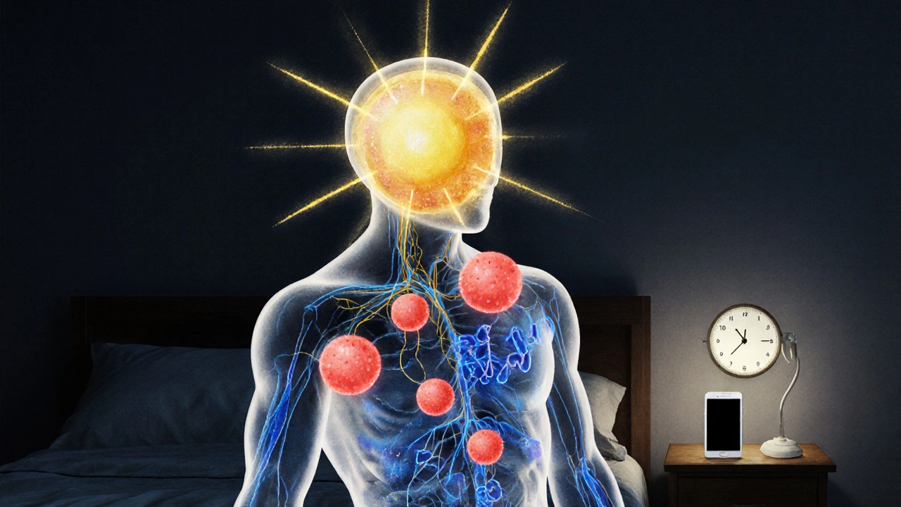 Transparenční ilustrace těla s vnitřními cestami vitamínů a minerálů pro energii.