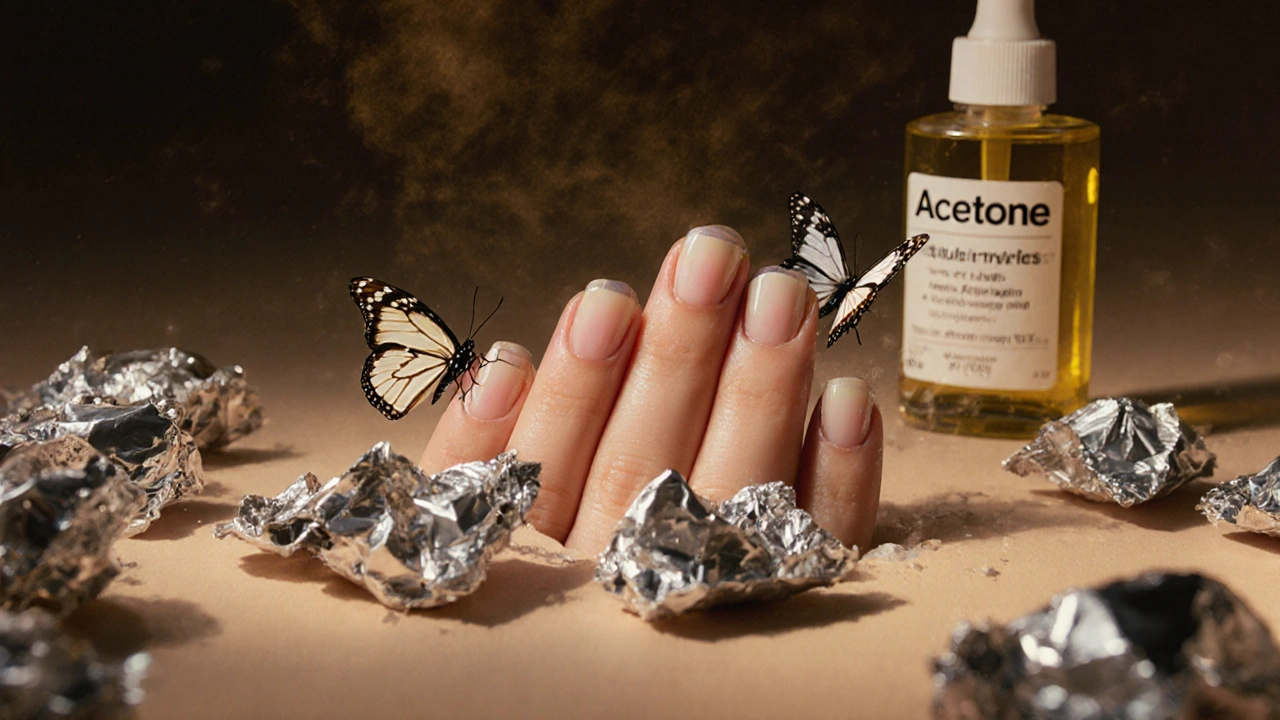 Zdravé přirozené nehty vyrůstají z pod odstraňovaných nalepovacích nehtů jako motýli.