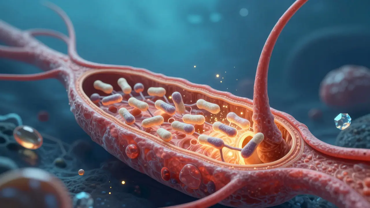 Průřez vlasového folikulu s absorbovanými molekulami kolagenu a aminokyselinami.