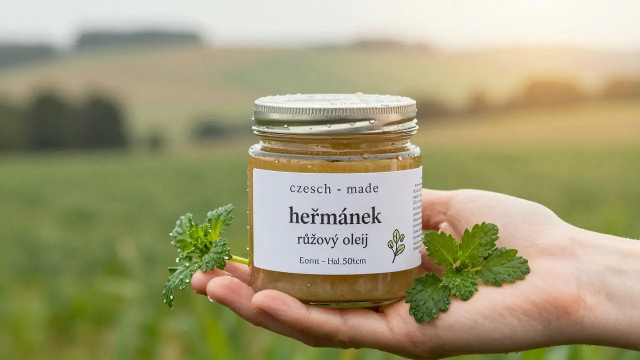 Naturální scrub od české značky s bylinami jako heřmánek a růžový olej.