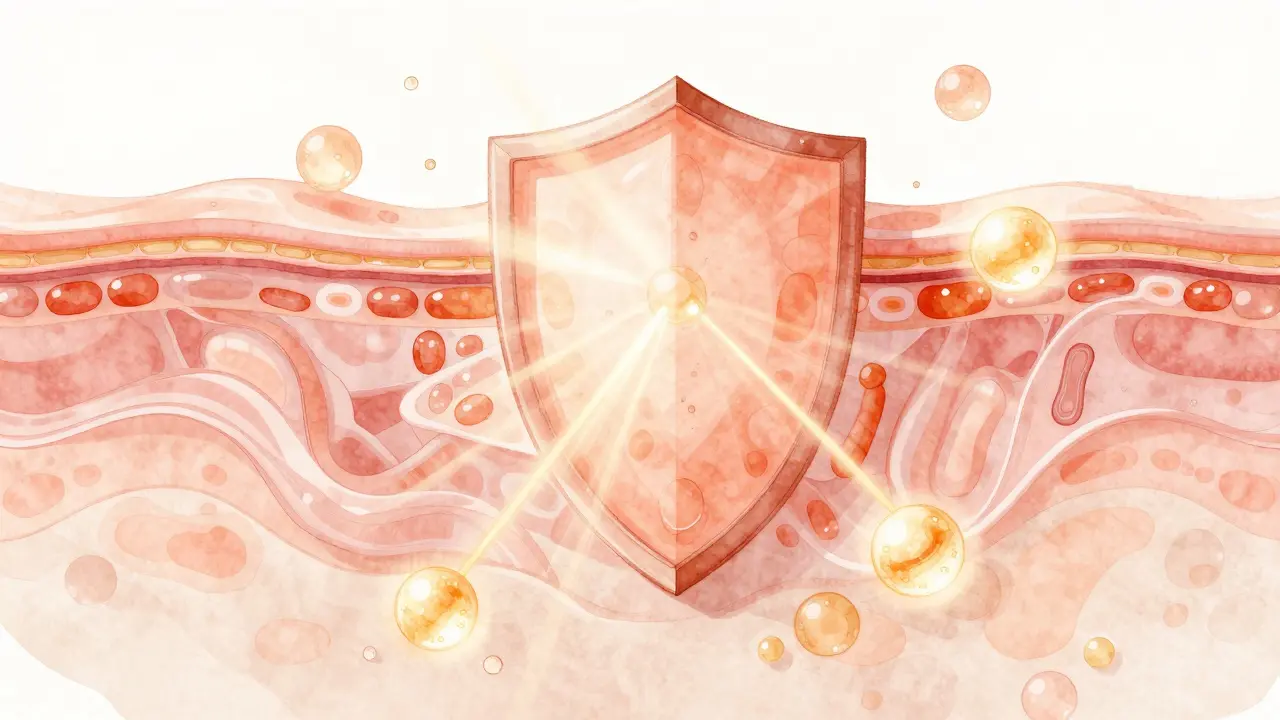 Abstraktní znázornění zdravé kožní bariéry