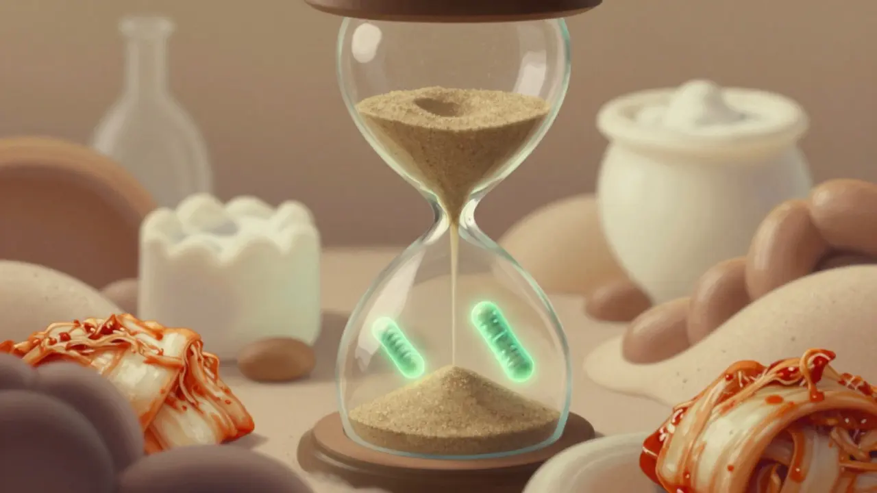 Konceptuální zobrazení obnovy střevní flóry pomocí probiotik