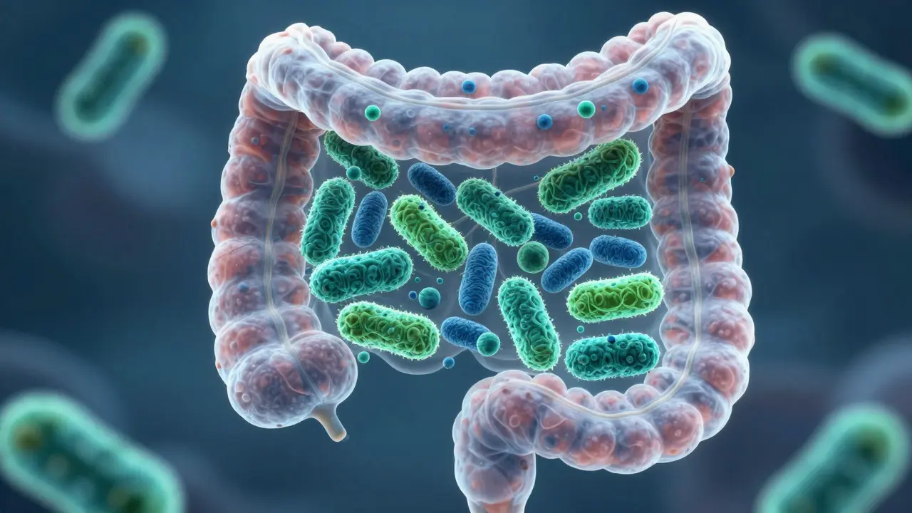 Macro view of beneficial bacteria restoring gut health