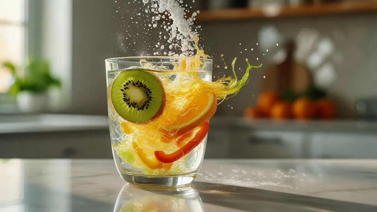 Kolagenový prášek a vitamín C z ovoce jako synergická kombinace