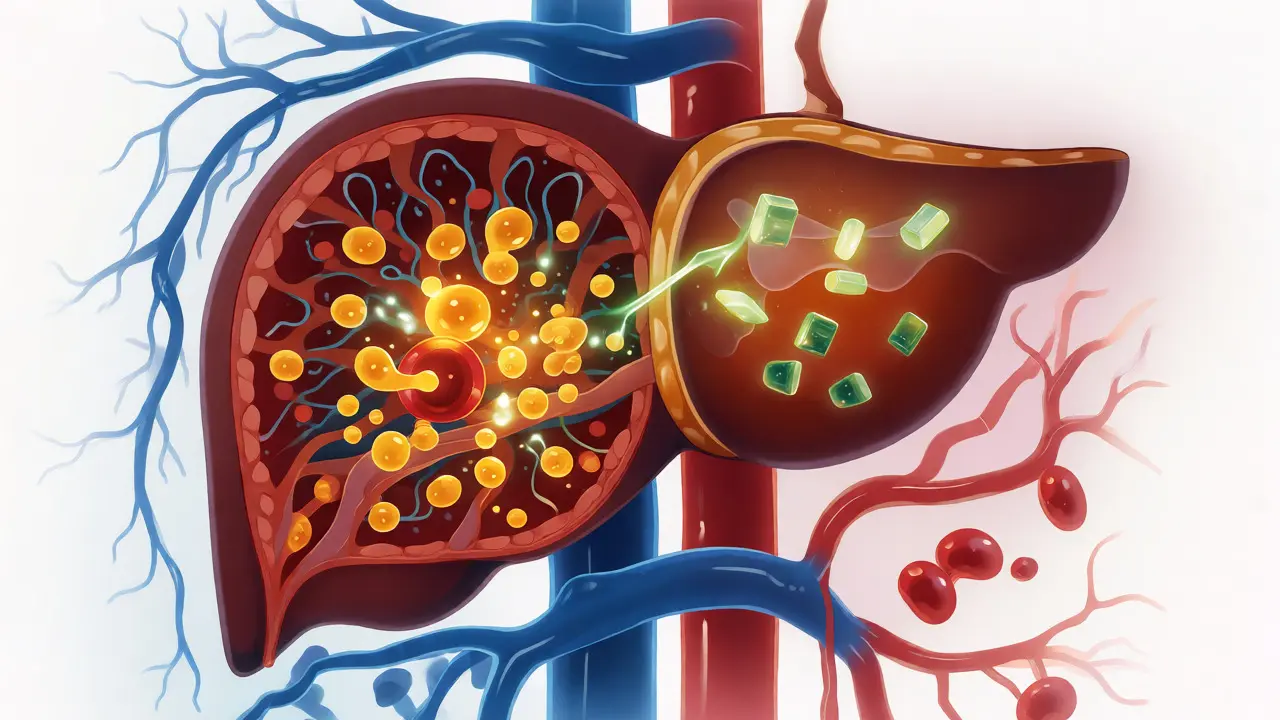 Ilustrace jater metabolizujících alkohol na bezpečné látky