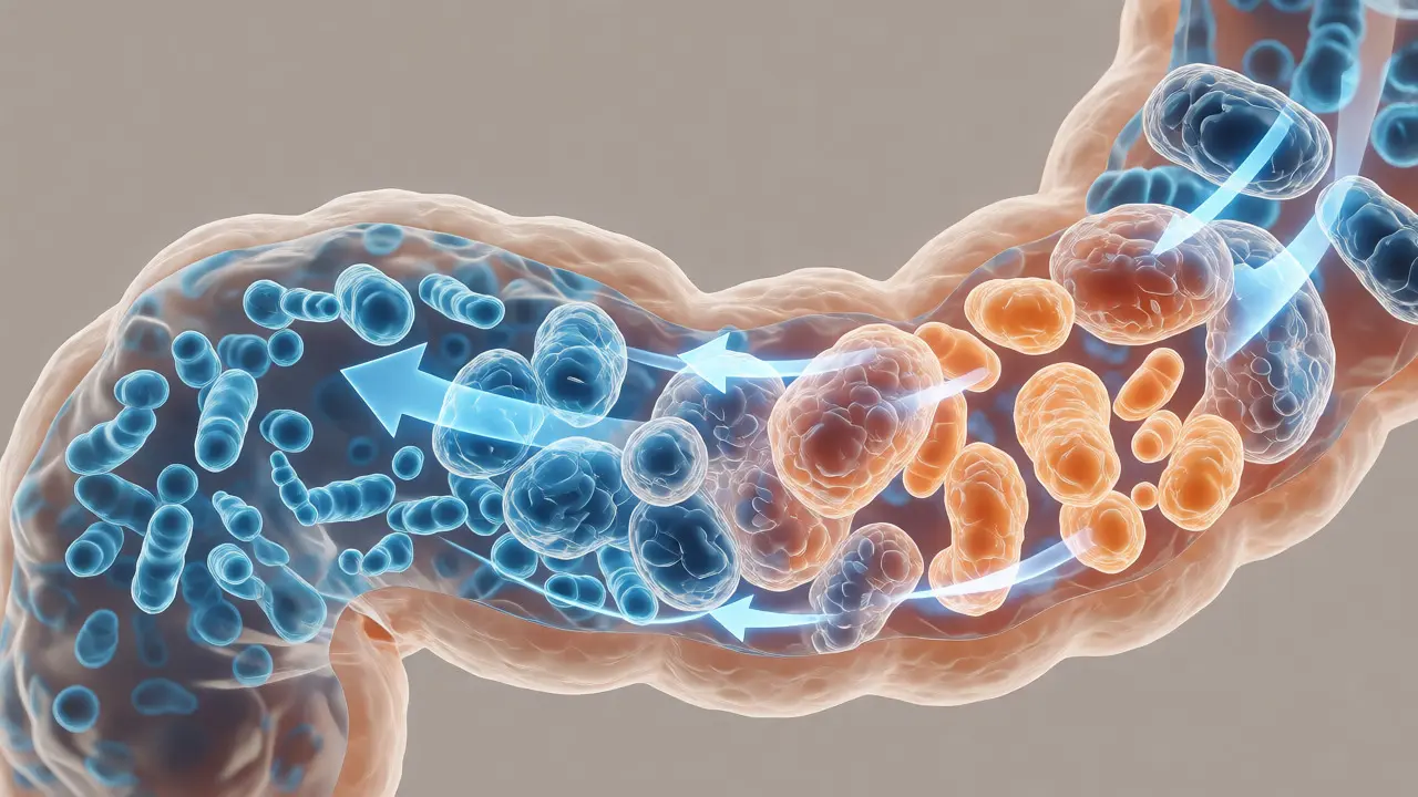 Vizualizace účinku probiotik na hydrataci stolice ve střevech
